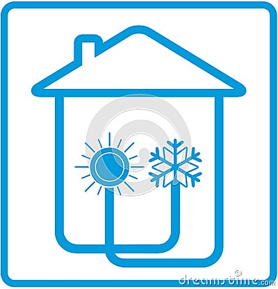 Symbol conditioner in home with sun and snowflake Vector Illustration