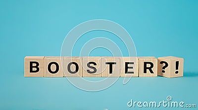 Symbol for a covid booster shot. Turns dice and changes the expression booster to booster Booster injection to boost Stock Photo