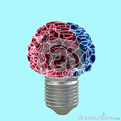 Symbol of creativity mind, thinking.Business ,education idea, innovation and solution.Creative brainstorm design . 3d rendering Cartoon Illustration