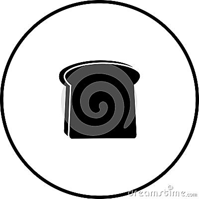 Toasted bread slice symbol in black color Vector Illustration