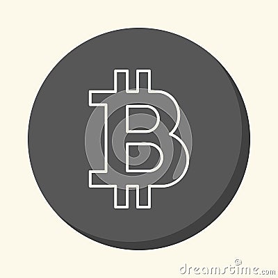 Symbol of digital crypto currency Bitcoin, round icon with the illusion of volume. Stock Photo