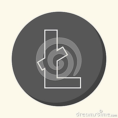 Symbol of digital crypto currency litecoin, round linear icon with illusion of volume, simple color change Stock Photo