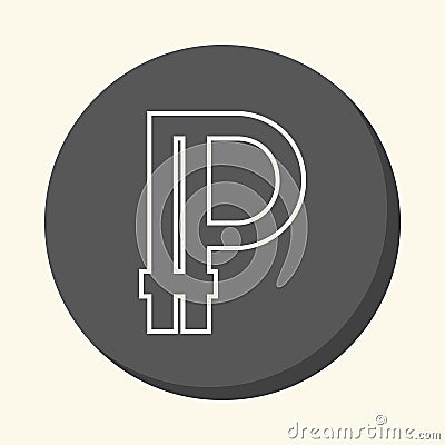 Symbol of digital crypto currency Peercoin, round linear icon with illusion of volume, simple color change Stock Photo