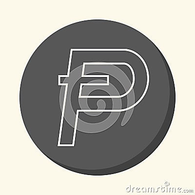 Symbol of digital crypto currency Potcoin, round linear icon with illusion of volume, simple color change Stock Photo