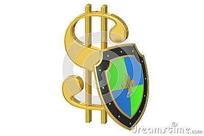 Symbol dollar with shield, financial stability concept Stock Photo