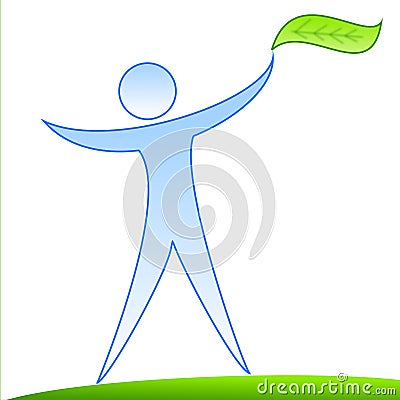 Symbol of the drawn man with a green sheet in hands Cartoon Illustration
