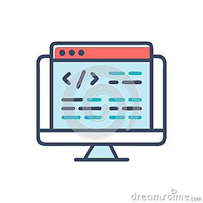 Dynamic Coding Screen Symbol Vector Illustration