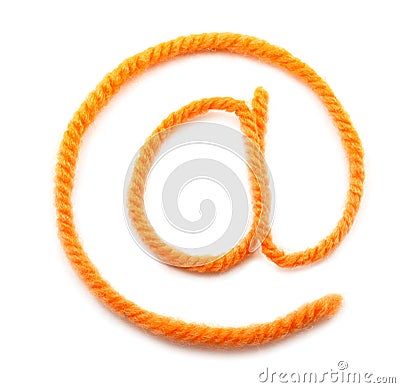 The symbol e-mail from a orange wool Stock Photo