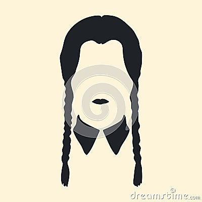 Symbol face.Wednesday. Girl with braids silhouette. Vector Vector Illustration