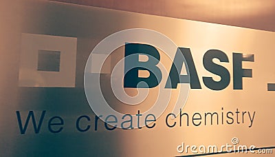 Symbol of the German chemical company BASF Editorial Stock Photo