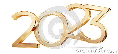 Symbol 2023 golden bold year 3d-illustration Cartoon Illustration