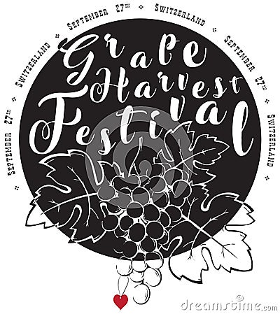 Symbol of the Grape Harvest Festival Vector Illustration