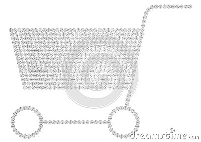 Grocery cart made from round tablets Cartoon Illustration