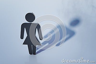 Symbol of homosexual woman with male shadow. Homosexuality and transgender concept. 3D rendered illustration. Cartoon Illustration