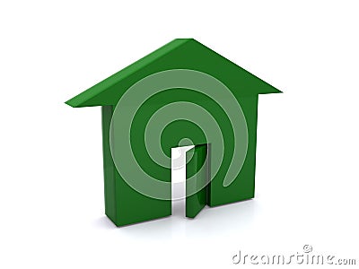 Symbol of house painted green Stock Photo