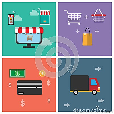 A symbol icon for online shopping. Show business functions Can be used in various media. So we can understand the work of the Vector Illustration