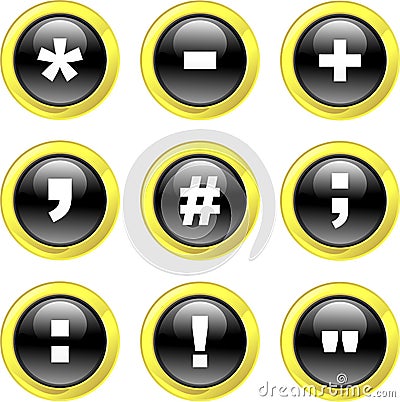 Black Glossy Bubble Button Symbol icons Vector Illustration