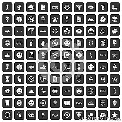 100 symbol icons set black Vector Illustration