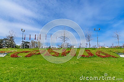 Symbol and inscription of Serbia using flowers Editorial Stock Photo