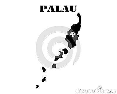 Symbol of Isle of Palau and map Vector Illustration