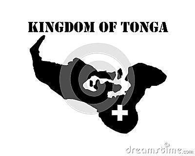 Symbol of Kingdom of Tonga and map Vector Illustration