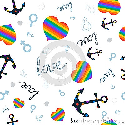 Symbol love heart and anchor lgbt Stock Photo