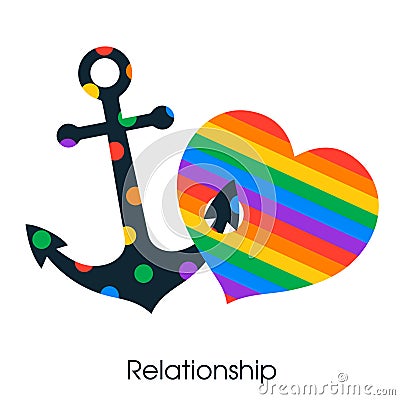 Symbol love heart and anchor lgbt Stock Photo