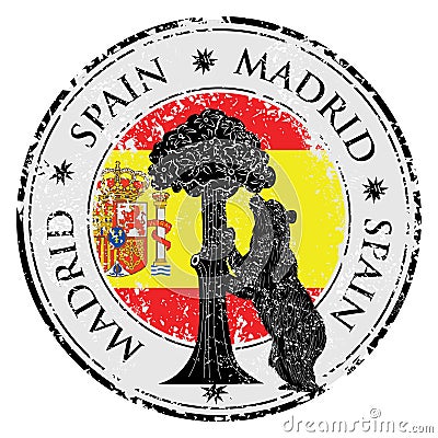 Symbol of Madrid - statue of Bear and strawberry tree vector Vector Illustration