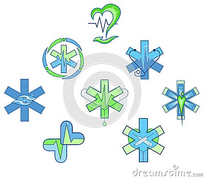 Symbol of a medical institution green blue Vector Illustration