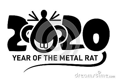 2020 symbol - metal rat or mouse Vector Illustration