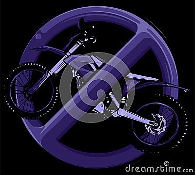 symbol Motorcycle Forbidden Icon on black background Vector illustration design Cartoon Illustration