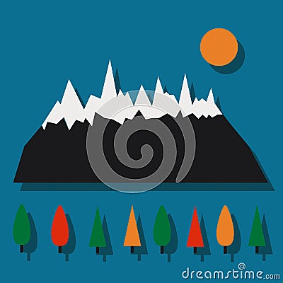 Symbol of mountains and trees Stock Photo