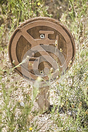 Symbol of non-potable water in a park Stock Photo