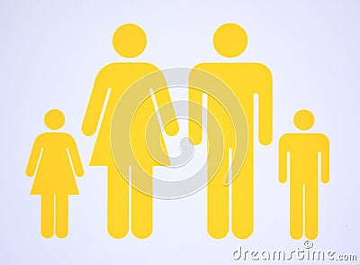 Symbol of nuclear family consisting both parents and two children Stock Photo