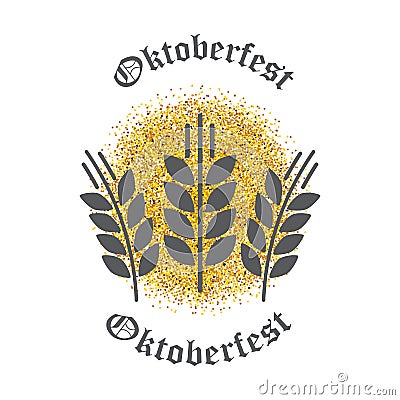 Symbol of Oktoberfest - three spikelets of wheat Vector Illustration