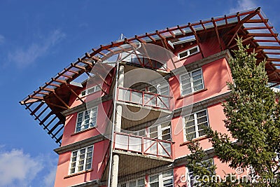 Symbol of oriental architecture with detail of new housing development with architectural details typical for Chinese Stock Photo