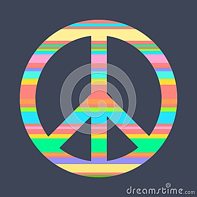 A symbol of peace, Pacific, painted in bright stripes. Vector Illustration