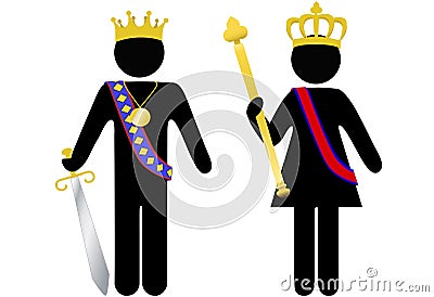 Symbol person royal king and queen with crowns Vector Illustration