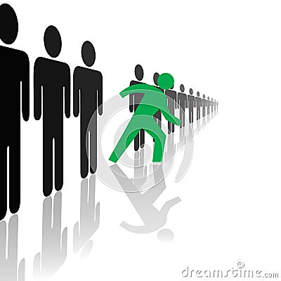 Symbol Person Steps Out Of Line Vector Illustration