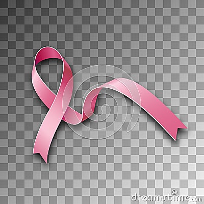 Symbol Pink Ribbon, Breast Cancer Awareness Vector Illustration