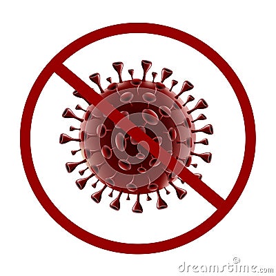 Symbol prohibits the Covid19 Corona virus white background isolate Vector Illustration