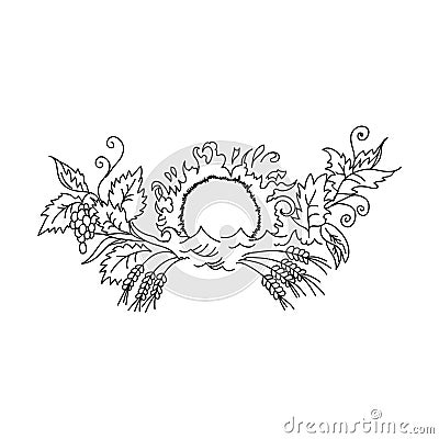 Symbol of prosperity and wealth sun rises over grape Vector Illustration