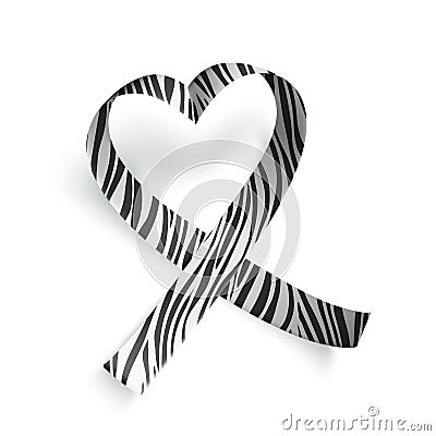 Symbol of rare disease, realistic ribbon with zebra print. Template for awareness day on 28 february, vector Cartoon Illustration