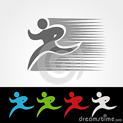 Symbol rate of delivery package or speed icon of download and upload, silhouette of running man, runner Vector Illustration