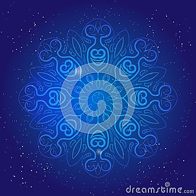 Symbol of sacred geometry, depict fundamental aspects of space and time.Flower of life. Mental esoteric ornament Vector Illustration