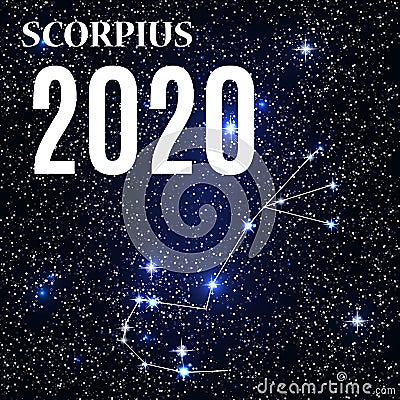 Symbol: Scorpius Zodiac Sign with the New Year and Christmas 2020. Vector Illustration Stock Photo