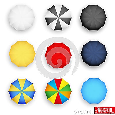 Symbol set of a parasol, top view. Vector. Vector Illustration
