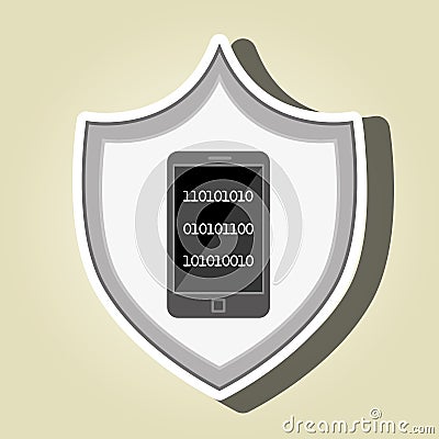 symbol smartphone binary data Cartoon Illustration