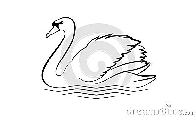 Swan on the water symbol Cartoon Illustration