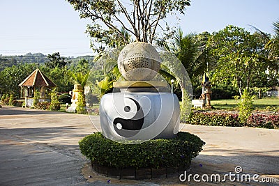 Symbol of Taoism or Daoism called Yin yang ancient chinese philosophy in outdoor of decoration garden for thai people and foreign Stock Photo